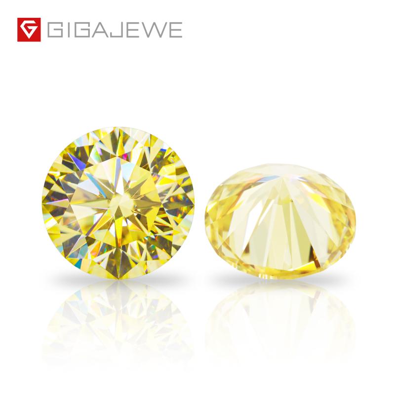 

Other GIGAJEWE Moissanite Customized Round Cut Vivid Yellow VVS1 Natural Growt Loose Diamond Test Passed Gemstone For Jewelry Making