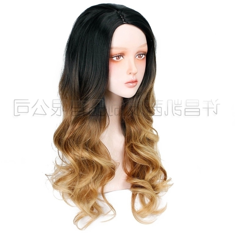 

gradient . AISI Xuchang color large wave female long curly hair s chemical fiber wig head set, R2/30/27#