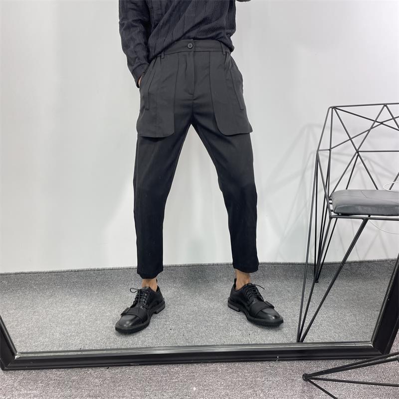 

Men's Pants Small Foot Spring And Autumn Fashion Slim Dark Mature Business Gentleman Leisure Versatile Large, Black