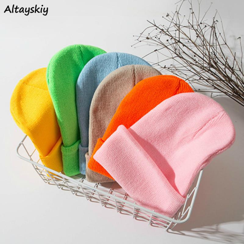 

Beanie/Skull Caps Winter Hats For Women Beanies Candy Color Knitted Hat All Match Womens Beanie Korean High Fashion Comfortable Top Quality, Blue;gray