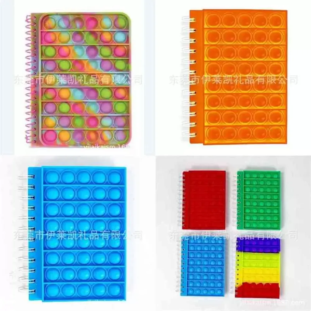 

Tie Dye Rainbow Fidget Spiral Notebook A5 Push Bubble Cover Notebooks School Stationery Kids Girls Boys Christmas Gift Toys Sensory Stress Ball Puzzle