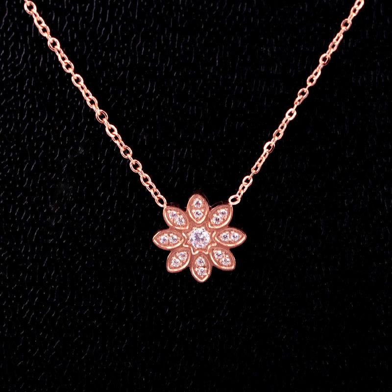 Pendant Necklaces Love Stainless Steel Zircon Flower Pendants Necklace Romantic Crystal SunFlower Women Wedding Jewelry Xmas Gift-image-709029762