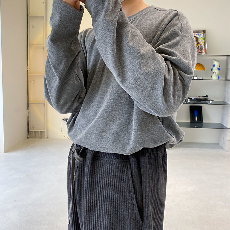 

2021 New Autumn Cotton T-shirt Men's Fashion Solid Color O-neck t Shirt Men Streetwear Wild Long-sleeved Tshirt Mens Tops 6sfv, Black