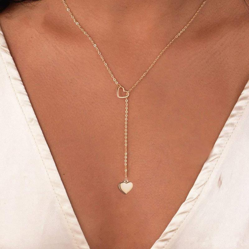 

Love Heart Double Sliding Design Stainless Steel Pendants Necklaces For Women Valentine's Day 2021 Female Jewelry Gift