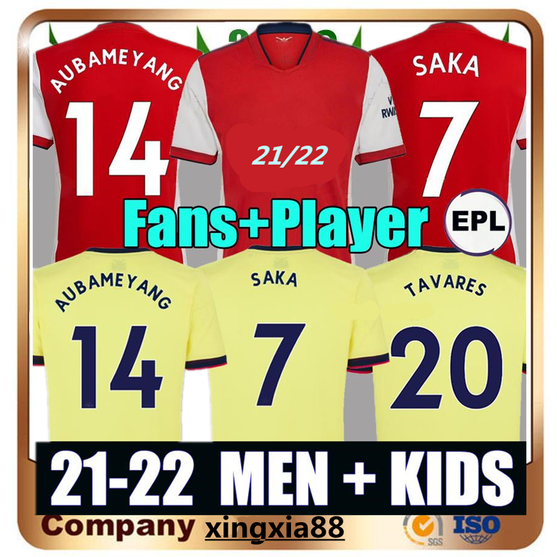 

soccer jersey Fans Player version Gunners 21 22 ODEGAARD PEPE SAKA THOMAS WILLIAN NICOLAS TIERNEY 2021 2022 Men + Kids kit sets uniform football shirt, Black;yellow