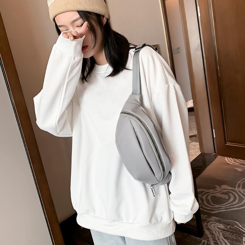 

Solid Chest Bag Girl Zipper Waist Crossbody Portable PU Leather Pouch Fanny Pack for Women Waist PU Leather Female 2021, Black