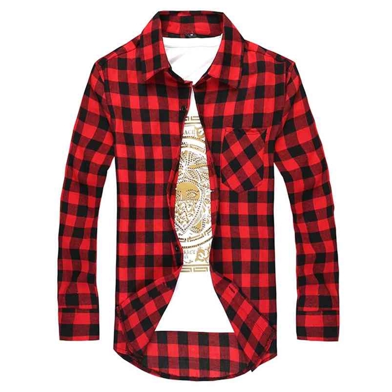 

Men Plaid Shirt Camisas Social Autumn Men's Fashion Plaid Long-sleeved Shirt Male Button Down Casual Check Shirt 210708, Blue