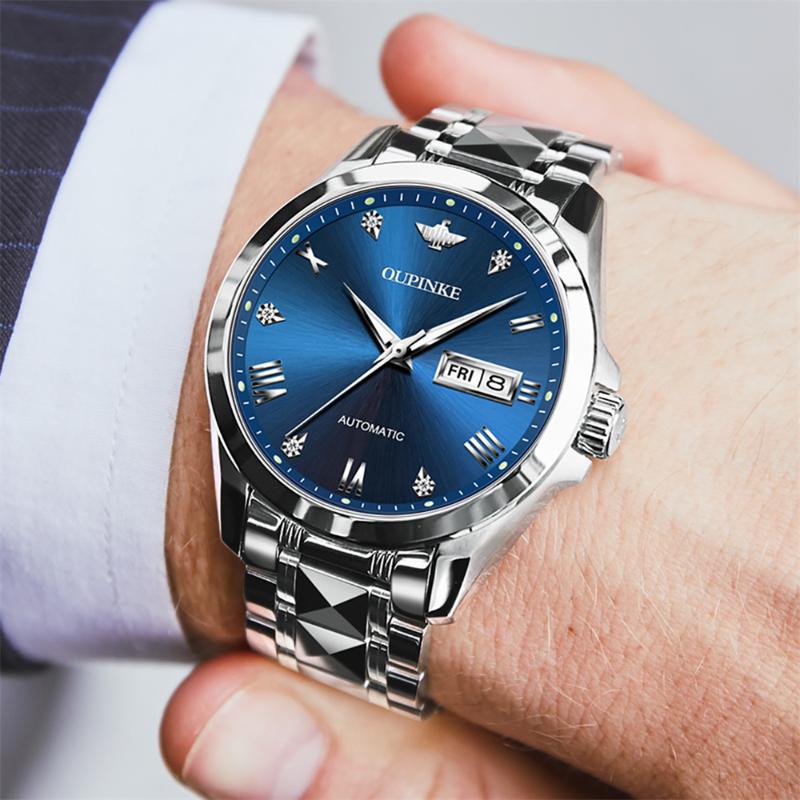 

Wristwatches Men Classic Business Watch Waterproof Luxury Automatic Watches Mens Sapphire Date Luminous Multifunction For Man, Gold