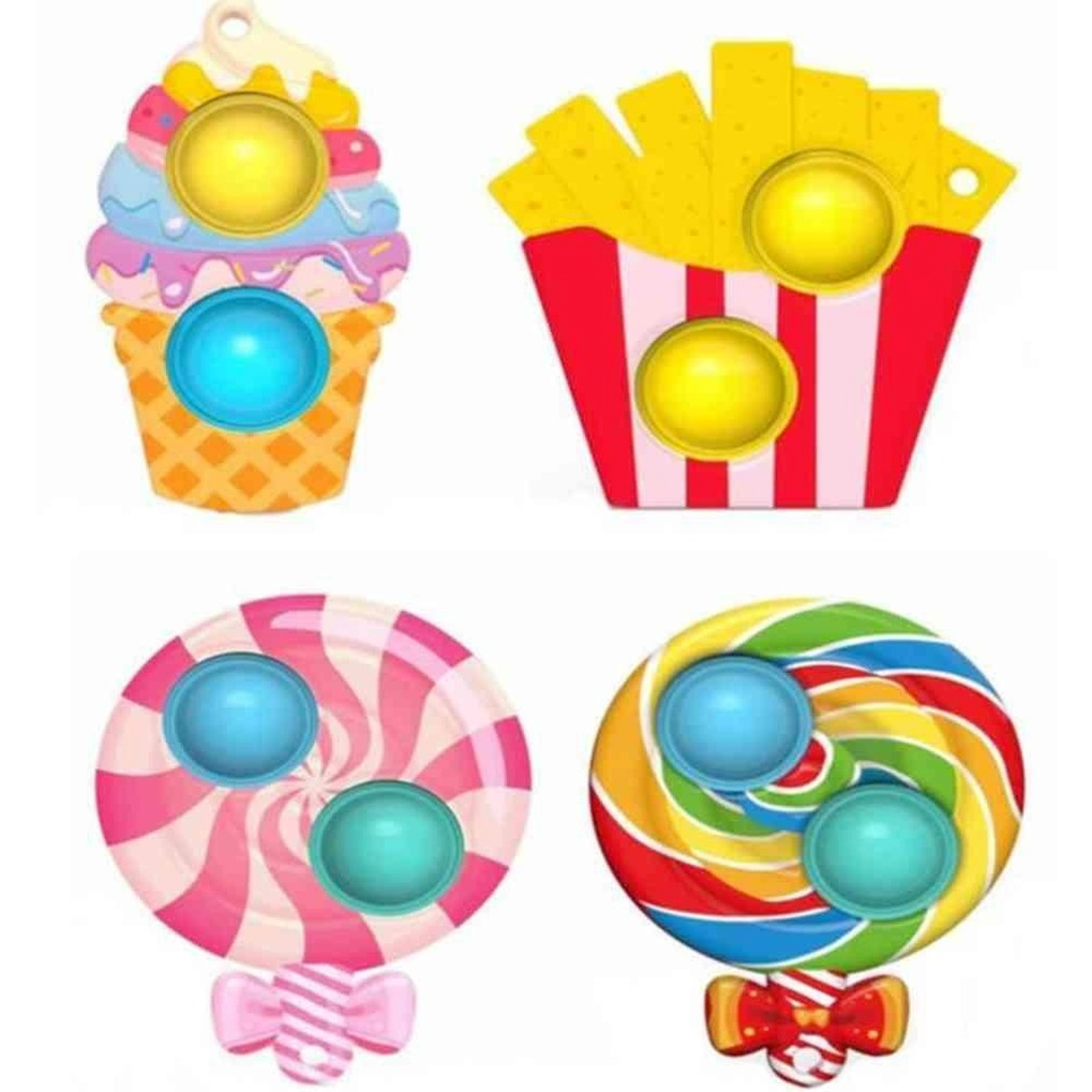 

Lollipop Ice Cream Chips Food Poo-its Key Ring Sensory Push Pop Bubble Poppers Finger Puzzle Toys Rainbow Keychain Novel Bag Charms Kids Early Leaning 496