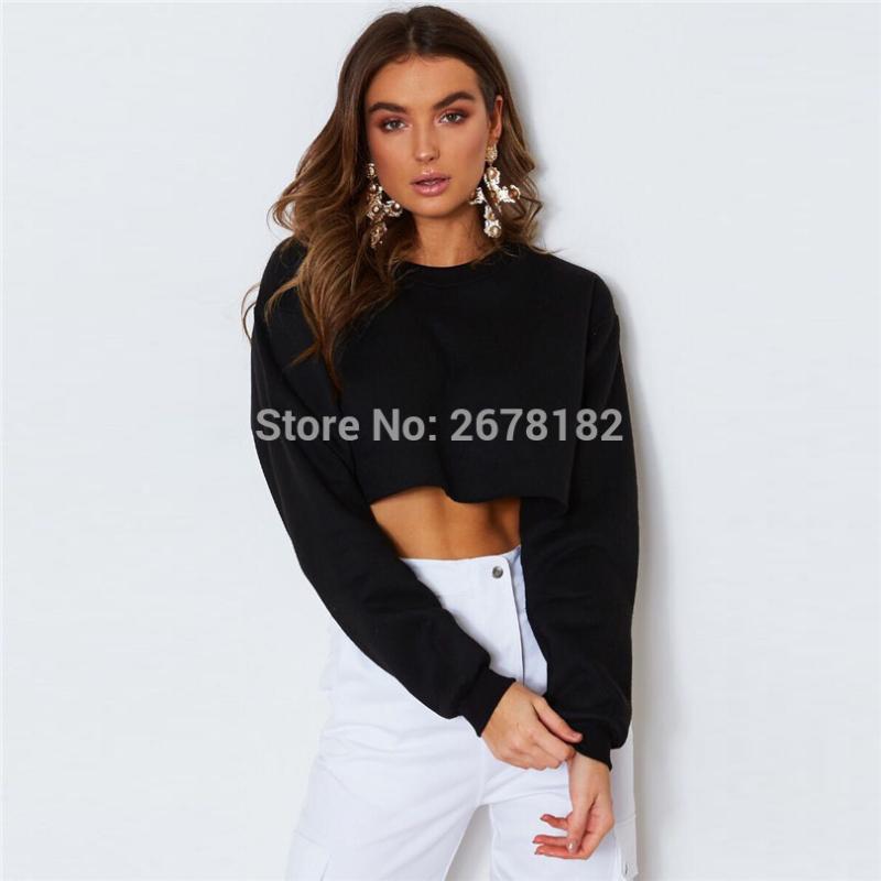 

Women' Hoodies & Sweatshirts Autumn Winter Women Ladies Sweatshirt White Black Blue Jumper Crop Top Hoodie Long Sleeve Cropped Pullovers Co