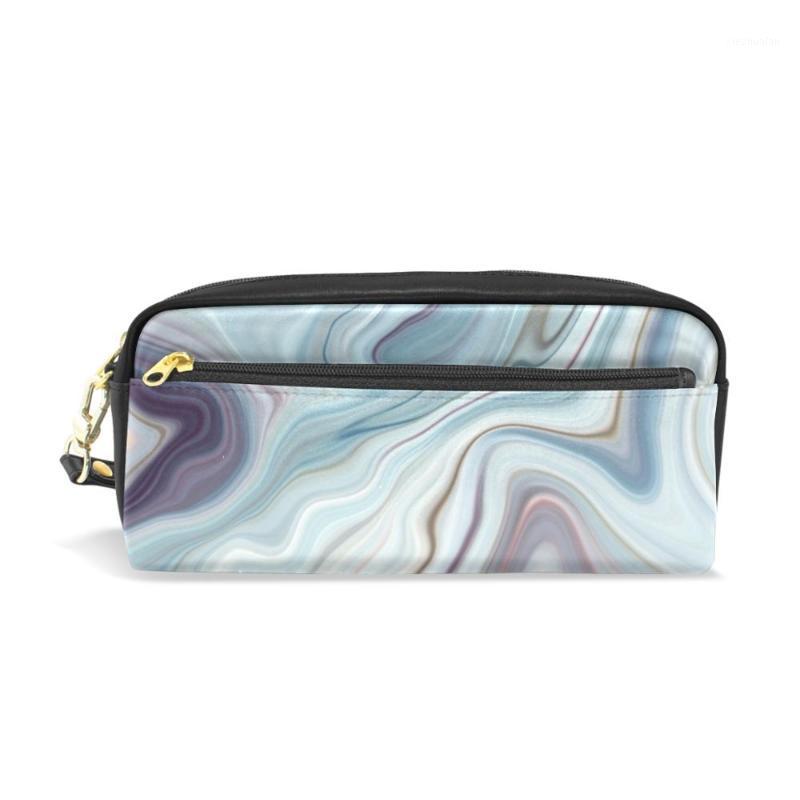 

High quality PU leather Creative Marbling Pencil Case Large Capacity Pencil Bags Stationery Office School Students Prizes Gift1, 01