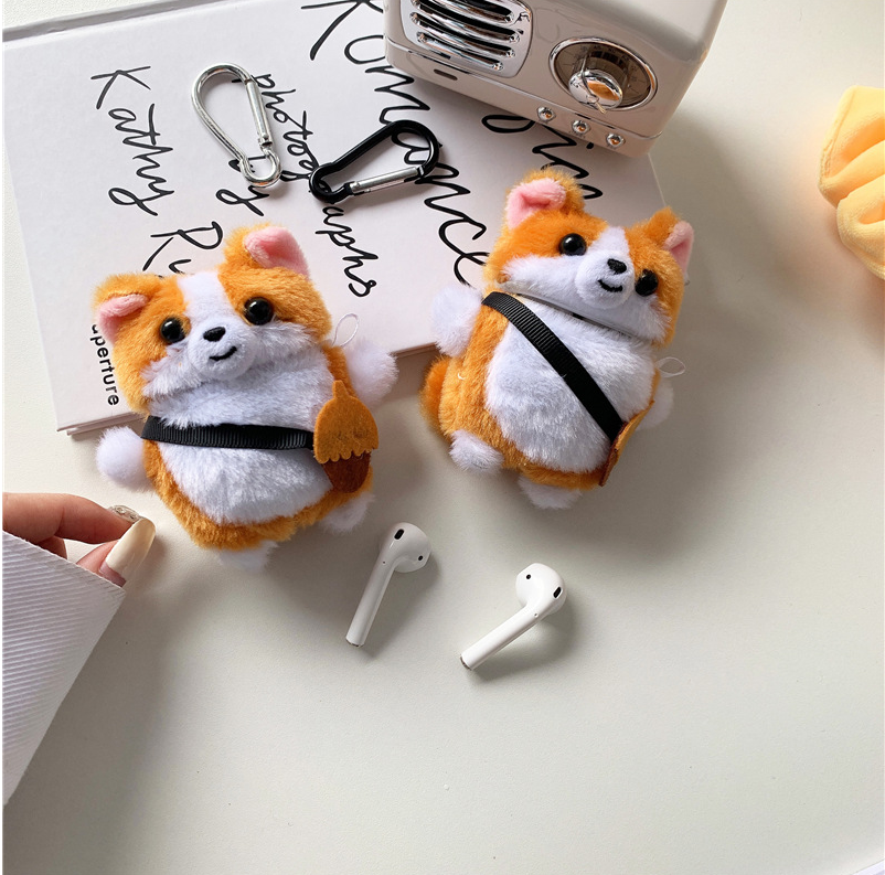 

Cute Cartoons 3D Shiba Inu Plush Doll Toy Cases Box for Airpods 1 2 Pro Protective Bluetooth Wireless Earphone Cover