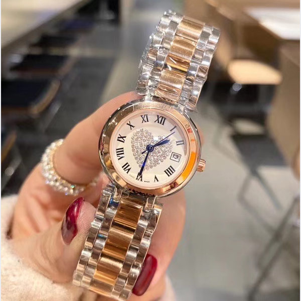 

Dress luxury Womens Watches Top brand 28mm Wristwatches All Stainless Steel band Quartz Diamond Watch for women lady christmas gift Water Resistant Montre De Luxe