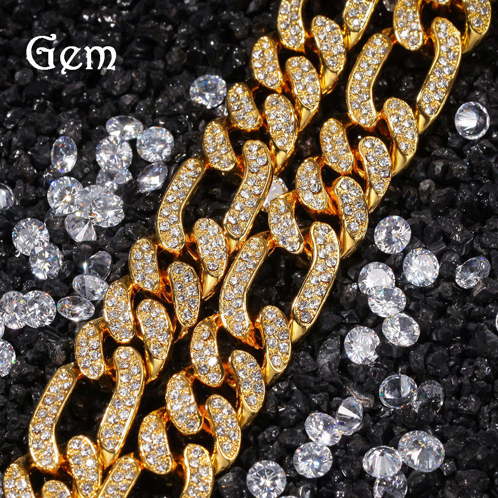 

Hip hop men's necklace hip hop rap personality alloy inlaid diamond nk3:1 Figaro Cuba chain