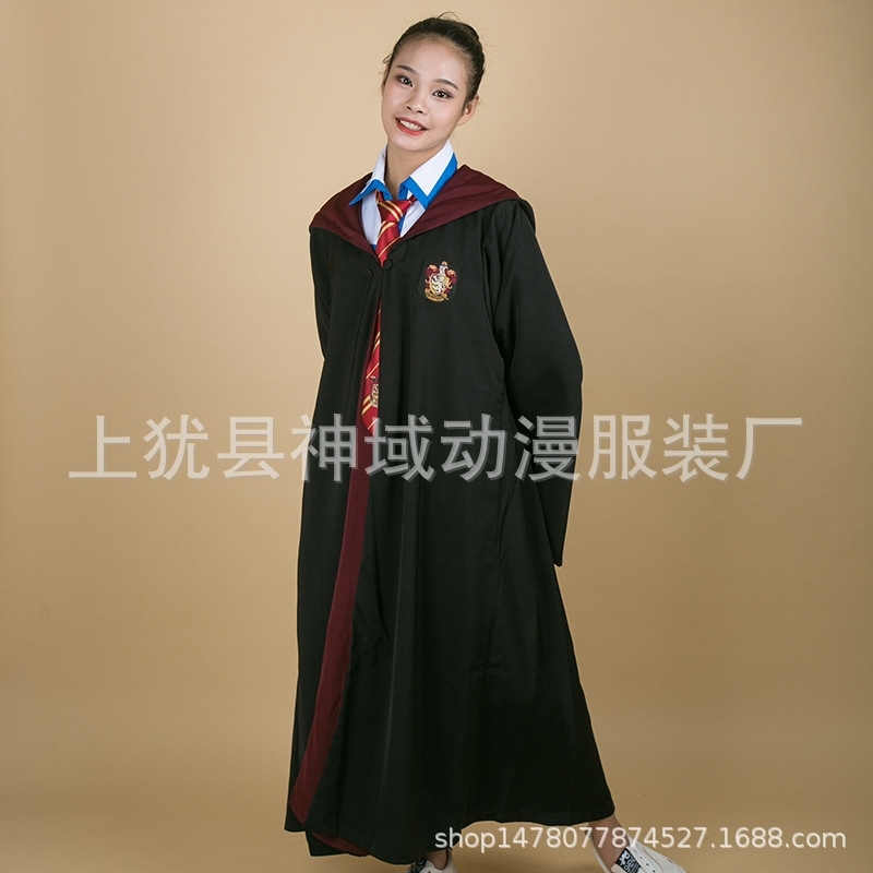 

Harry Potter Costume robe cloak Gryffindor Cosplay magic uniform, Black;red