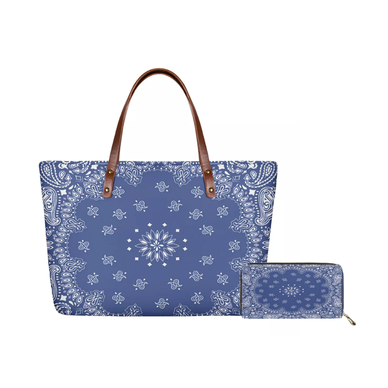 

Duffel Bags Bandana Print Style Eco Grocery Totes Handbags And Purses(2pcs/Set) Reusable Shoulder Handbag Luxury Design Travel Home Tote, Paisleyqqd12al