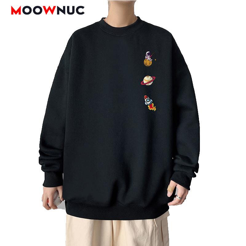 

Men's Hoodies & Sweatshirts Fashion For Men 2022 Autumn Spring Casual Pullover Hombre Student Warm Solid Long Sleeve Male Youth O-Neck MOOWN, Black