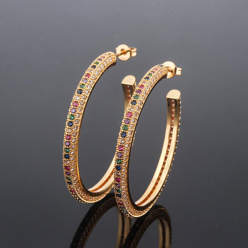 

Hoop & Huggie Funmode Luxury Gold Color Colorful Cubic Zirconia Earrings Wholesale Women Jewelry Accessories Earring FE71
