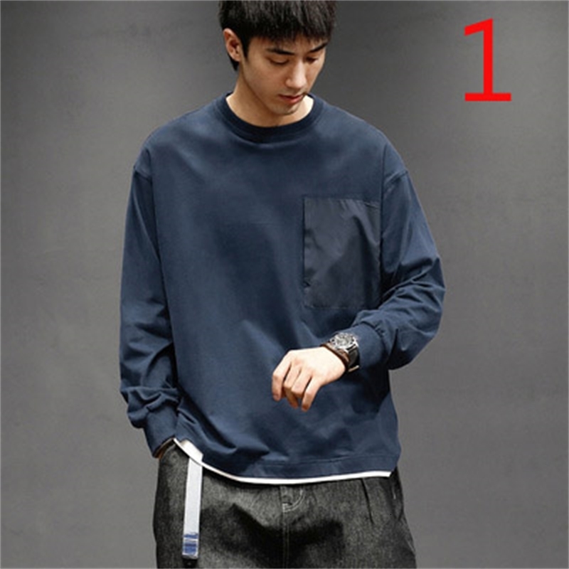 

2021 New Long-sleeved T-shirt Men's Cotton Slim Round Neck Autumn Casual Korean Version of the Tide Uzd7