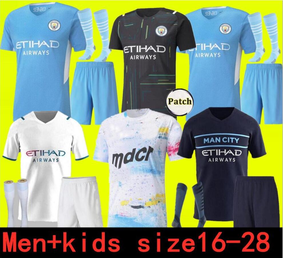 

Size S-4XL Manchester soccer jersey 21 22 G. JESUS CITY STERLING FERRAN DE BRUYNE foden 2021 2022 football shirts MAN uniform men + kids kit, Blue
