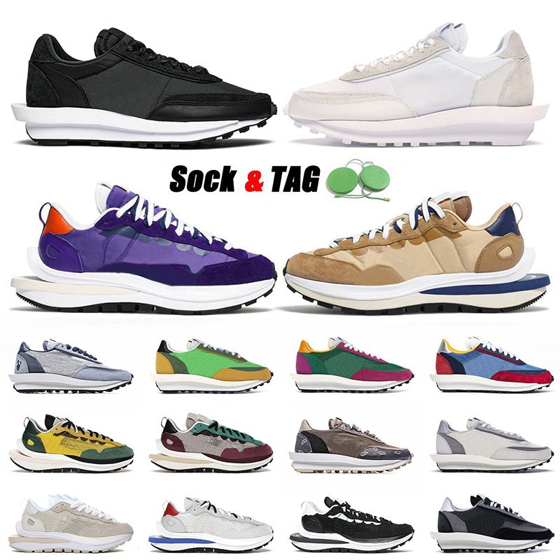 

2021 High Quality Sacais x Waffle Nylon White Black Casual Shoes Pegasus Vaporwaffle Mens Women Dark Iris Authentic Sneakers Trainers 36-45, B25 royal and red 36-45
