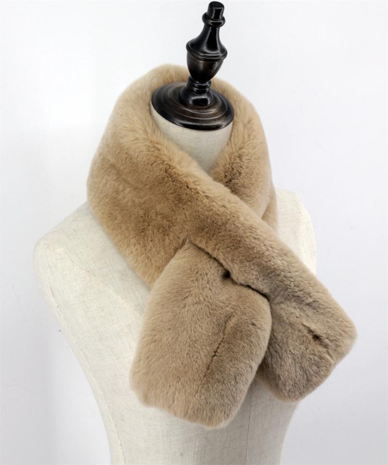 

Scarves Women's Fashion Genuine Rex Fur Double Sided Winter Scarfs Soft