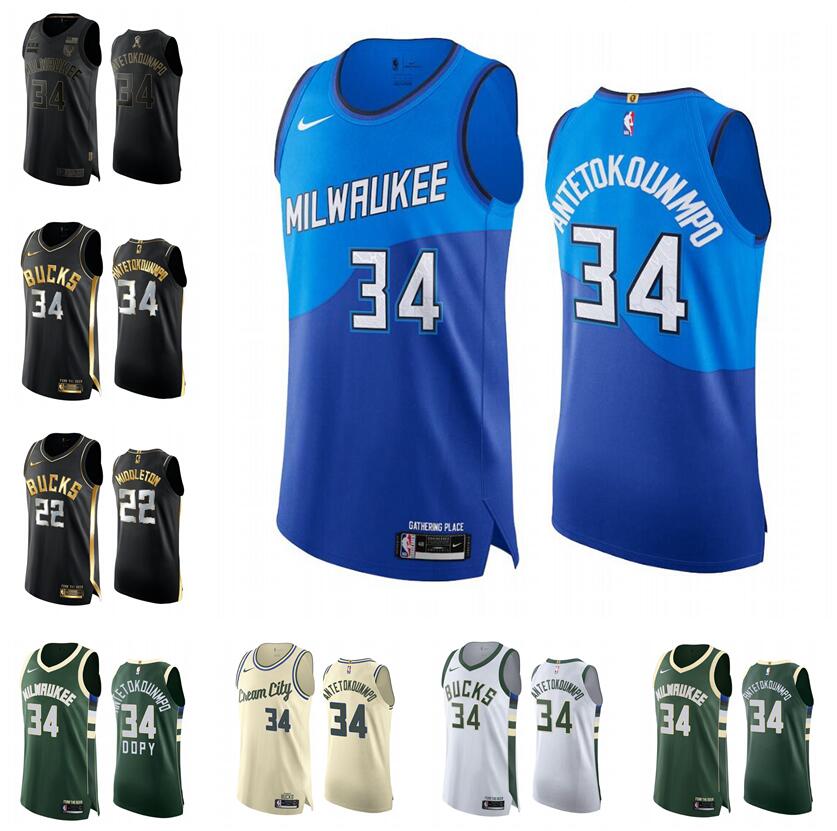

Stitched NBA jersey Milwaukee Bucks 34 Giannis Antetokounmpo 22 Middleton 21 Holiday custom any name number City player edition Jerseys Men women youth S-6XL