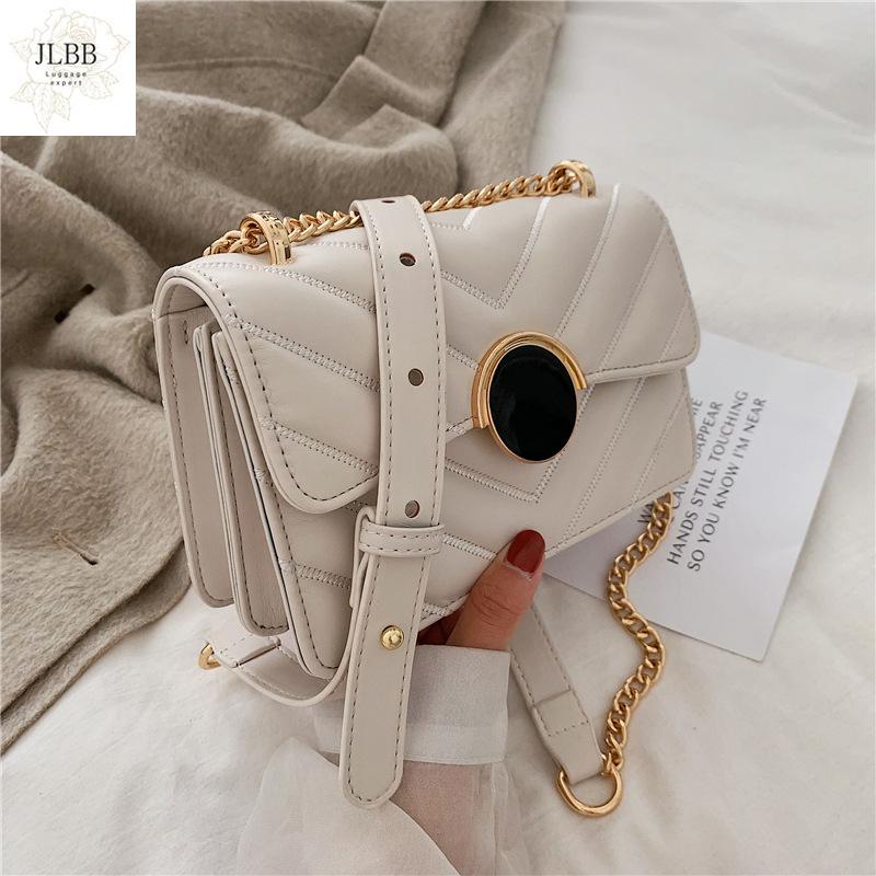 

Women Handbag 2021 New Korean Fashion Casual Plaid Chain Shoulder Messenger Bag Famous Classic Brand Designer Crossbody Bag, Beige