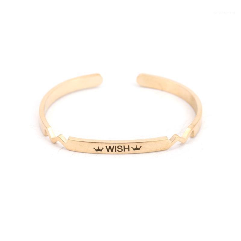 

8Seasons Copper Open Cuff Bangles Bracelets Rectangle Gold Silver Tone Message Pattern Trendy Charms Jewelry 16cm Long, 1 Piece Bangle