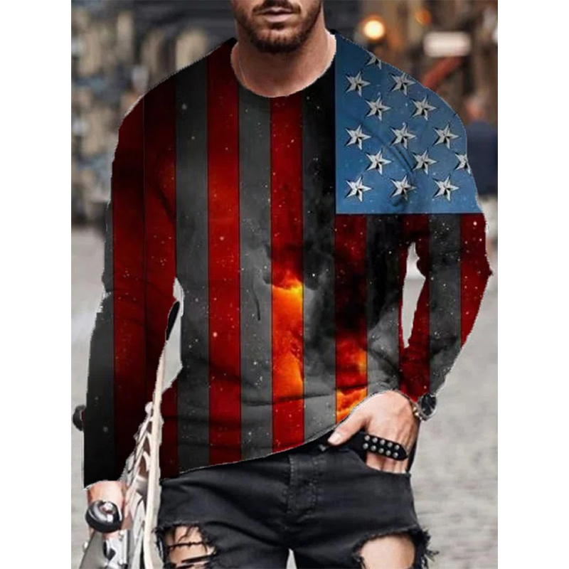 

diathesis Mens 3D Print T-shirt Visual Impact Party Top Streetwear Round Neck High Quality Long Sleeves Graphic Optical Illusion Plus Size Print Daily Tops, Brown