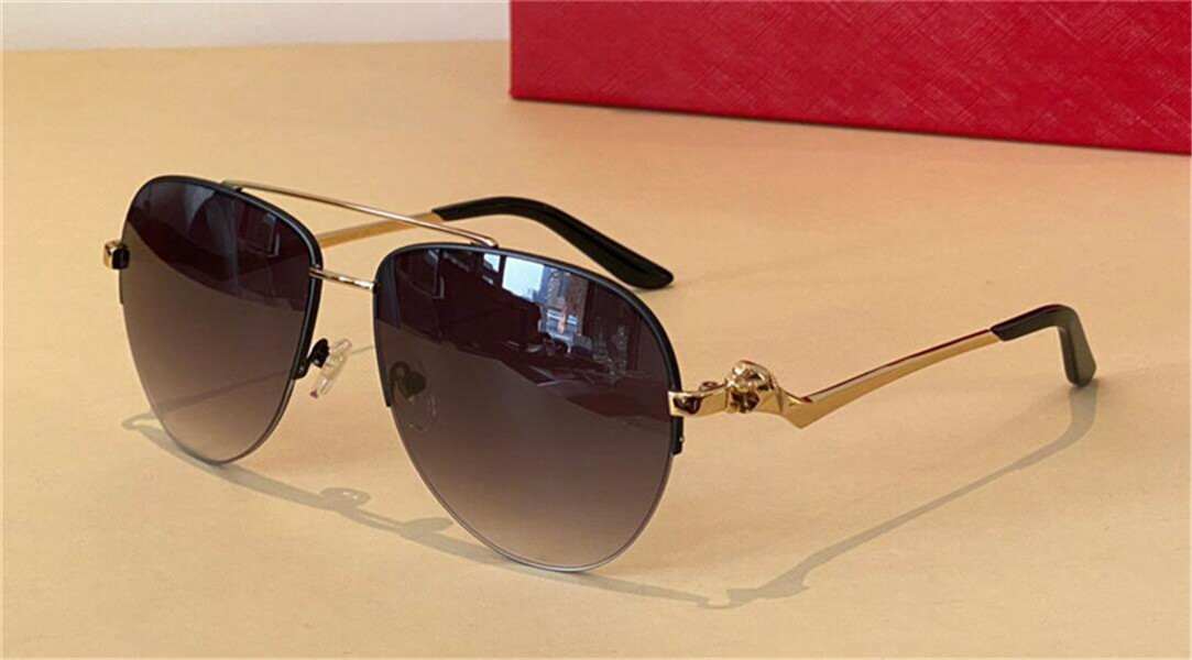 

New fashion design sunglasses 0139 pilot half-frame animal shape design temples top quality outdoor uv400 protective glasses, White;black