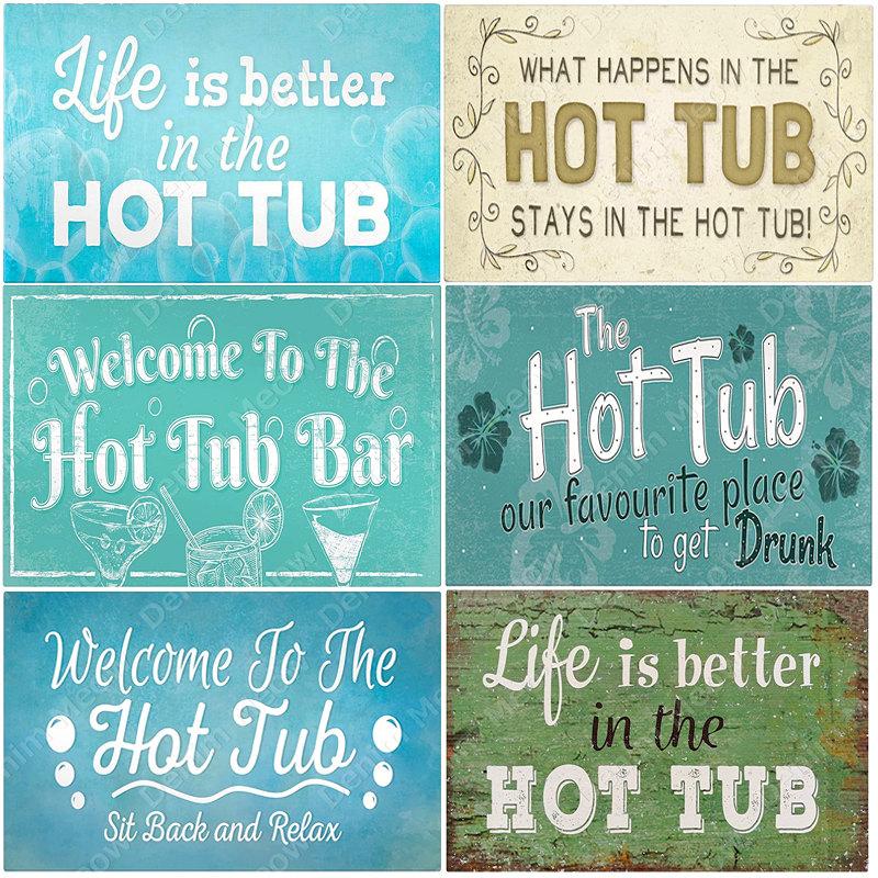 

2021 Welcome To The Hot Tub Bar Poster Hot Tub Rules Vintage Metal Tin Signs Pub Club Decoration Rule Wall Art Plate Home Decor Size 20X30cm