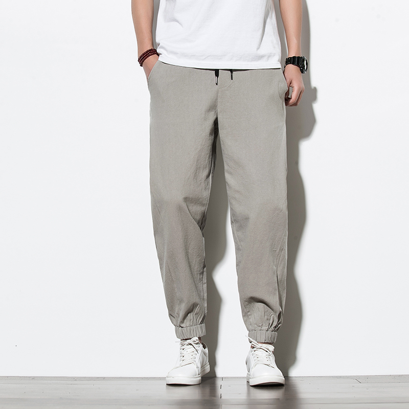 

2021 New Chinese-style Streetwear Hare Trousers Will See Solid Cotton Men's High-quality Loosed Full-length Pants Fe7u, Coffee