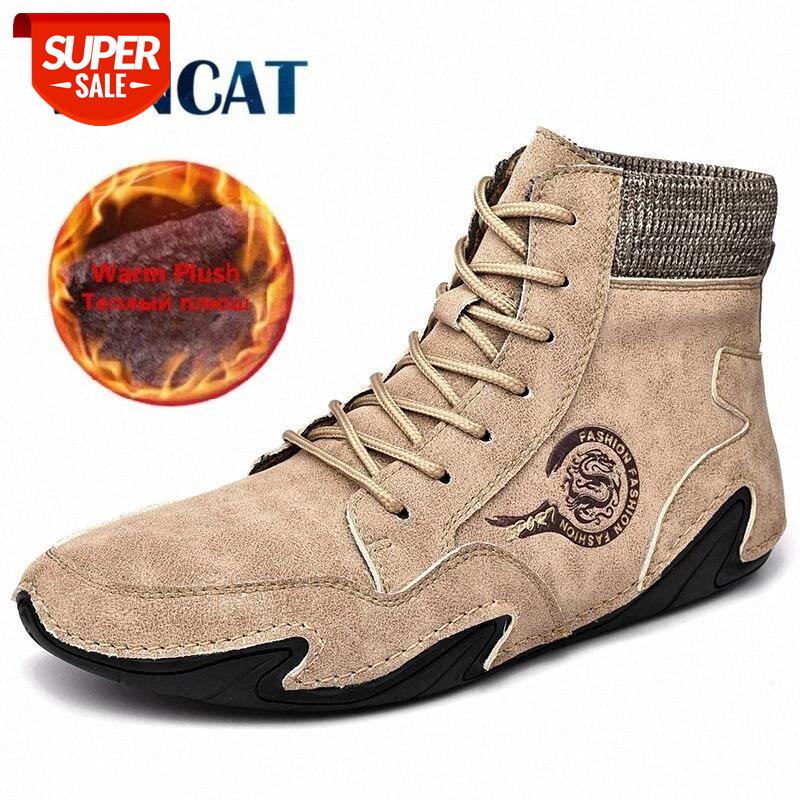 

Brand Winter Boots High Quality Split Leather Men Boots Plush Warm Snow Handmade Men's Shoes Fashion Men Motorcycle #wK89