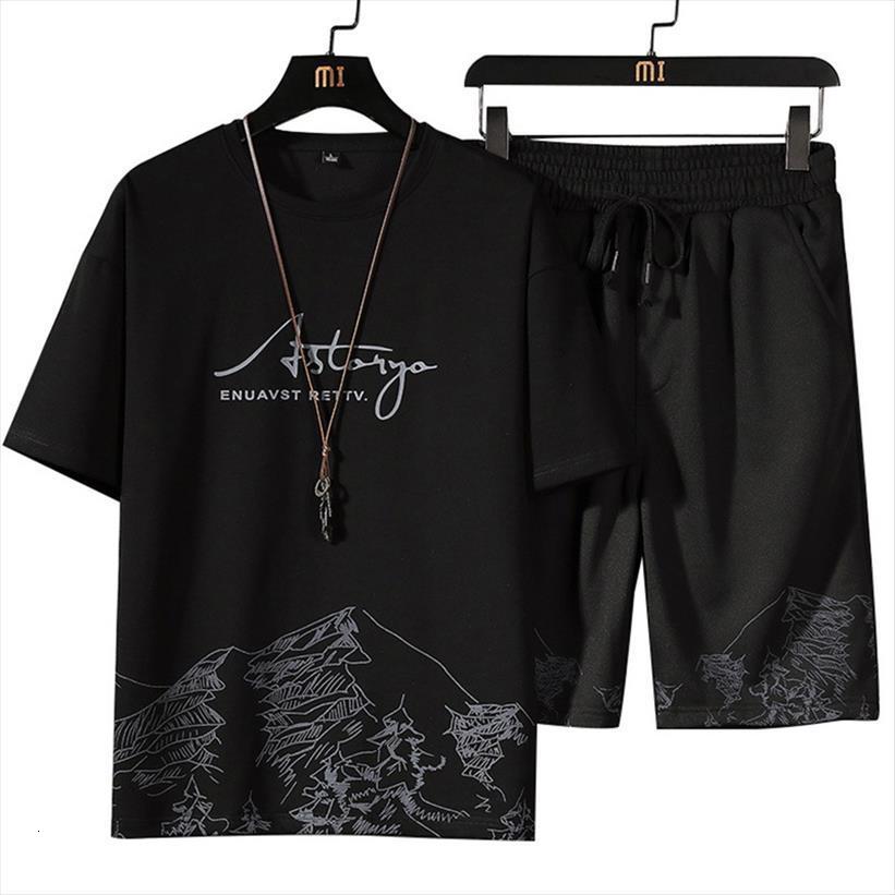 

casual shorts set summer fashion mens tracksuits sport suit t shirt sportswears 2 piece sets male jogger tracksuit streetwear 4xl, Gray