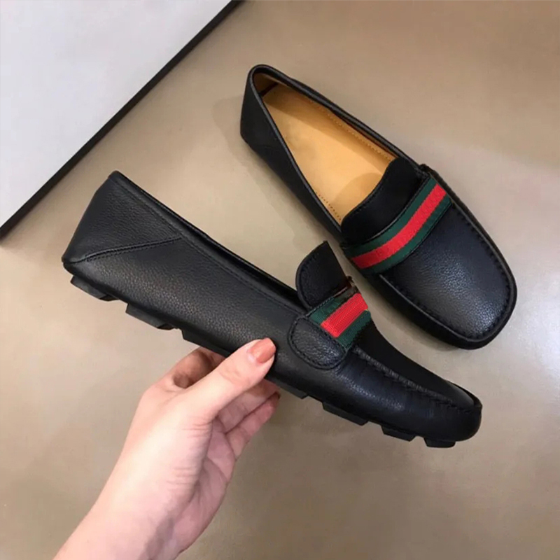 

Classic women casual shoes 100% Authentic cowhide Metal buckle Lady leather Letter flat shoe Mules Princetown Men Trample Lazy Dress Loafers Large size 34-41-42-45, Black