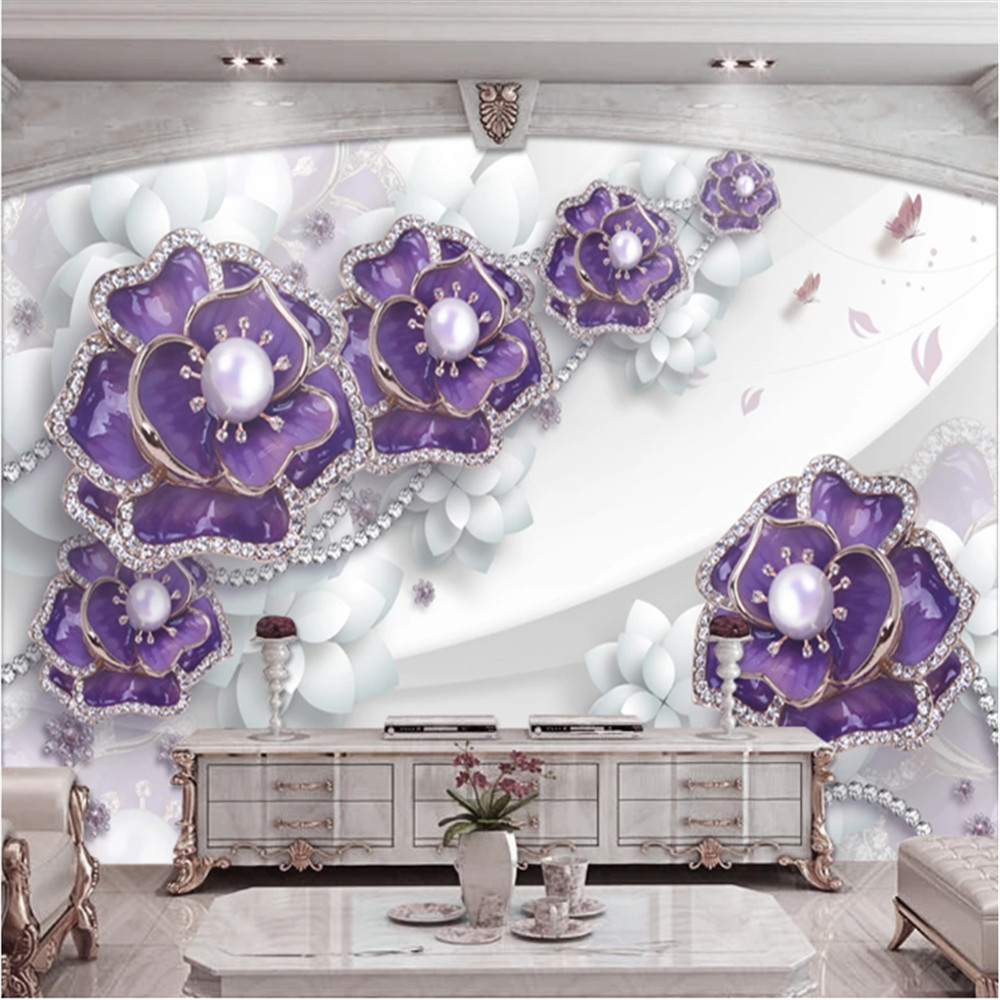 

Custom photo wallpaper murals three-dimensional relief jewelry flowers European 3D background wall paintings, As show