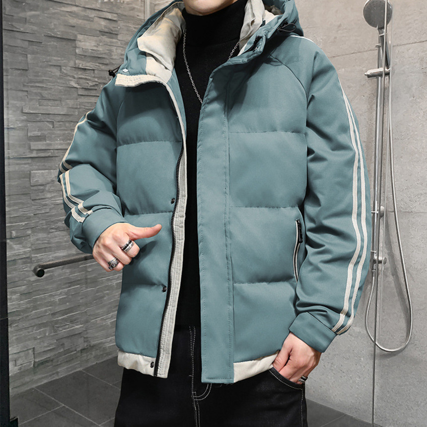 

Cotton fashion stand collar men's padded et casual cloth 2021 winter down thickened warm cotton, Black