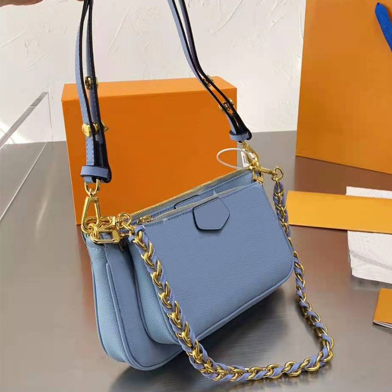 

Two-piece t suit bag 2021 ladies 4-color leather handbag with original box date code wallet hand single shoulder messenger bag, Black with box