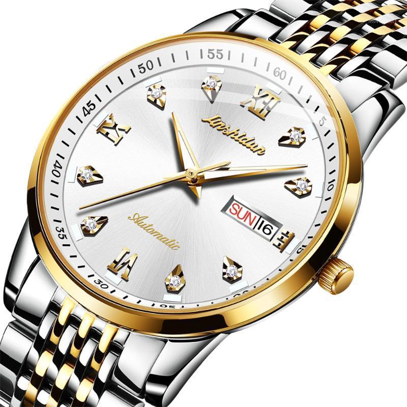 

Mens Watches Top Waterproof Mechanical Watch Automatic Self-Wind Classic Fashion Men Business Wristwatch Wristwatches, White