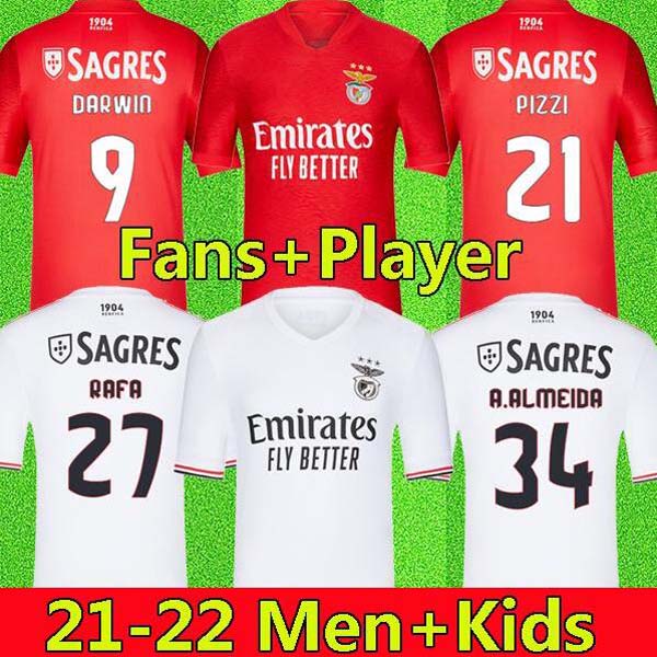 

21 22 Fans + Player version Benfica soccer jersey SEFEROVIC WALDSCHMIDT EVERTON PIZZI RAFA DARWIN G.RAMOS 2021 2022 Home Away Men +kids kit Football shirts, Home player version