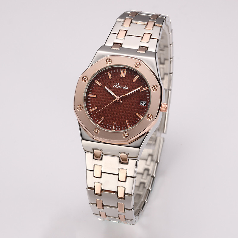 

Binda mens business high-end watch fashion trend temperament stainless steel waterproof quartz watch free delivery, Slivery;brown