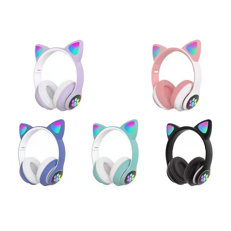 

Head-mounted Earphones Bluetooth Headphones Cute Luminous Cat Ears Claw Kawaii and Cool Wireless Headset for PC Xiaomi Smartphone, Black