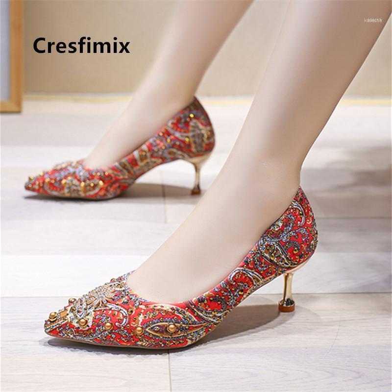 

Marlisasa Women Fashion Pointed Toe Red Pattern High Heel Shoes Ladies Classic Anti Skid Wedding Pumps Salto F90301