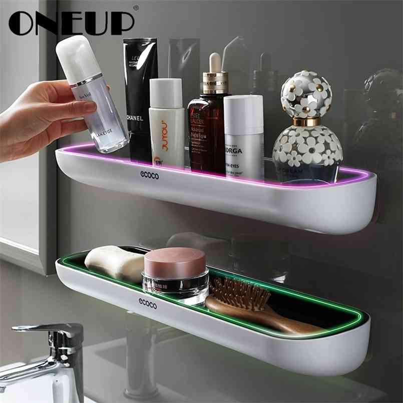 

ONEUP Wall-mounted Bathroom Shelf Shower Storage Rack Organizer For Accessories Sets Drainage Toilet 210908
