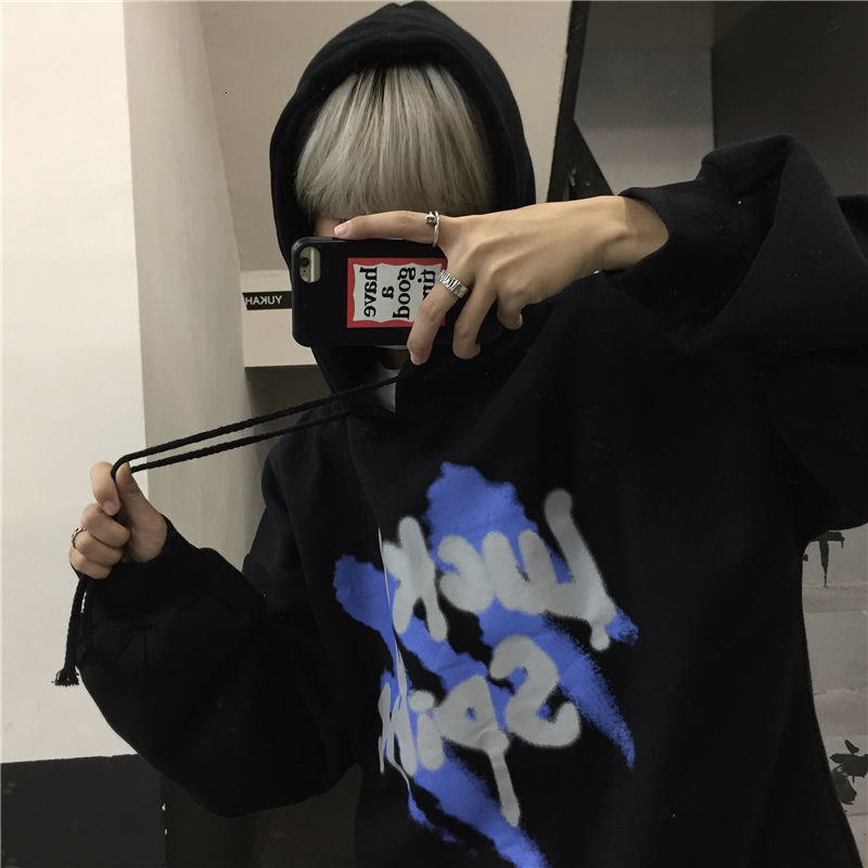 

New 2021 Preto Rock Hoodie Moletom Com Capuz Dos Homens Hip Hop Streetwear Casual Autum Roupas Hipster Primavera Harajuku Engraado Topos Amn