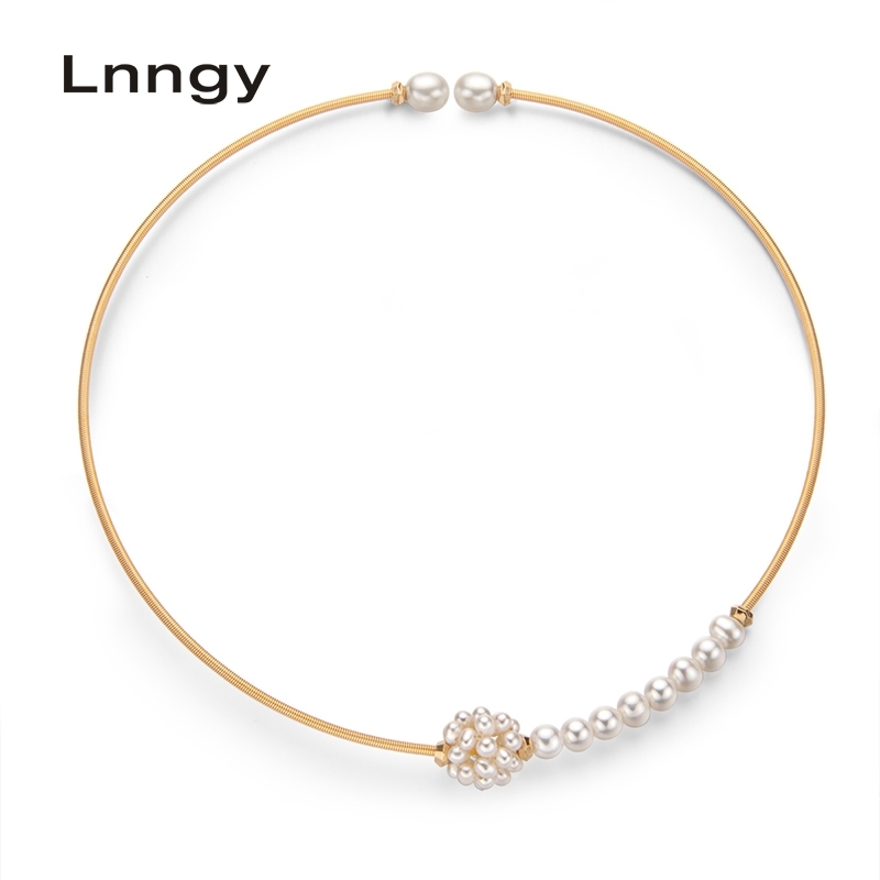 

Lnngy 2020 14K Gold Filled 11.5cm Natural Freshwater Elegant Necklace Pearl Chokers Women Jewelry Gifts