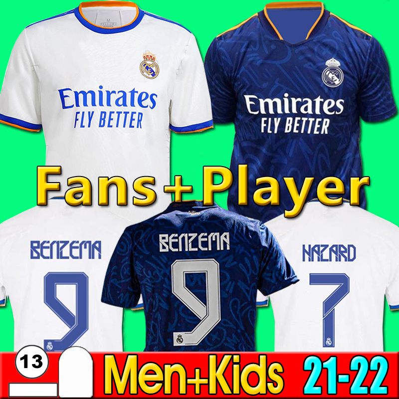 

REAL MADRID jerseys 21 22 soccer football shirts ALABA HAZARD BENZEMA ASENSIO MODRIC MARCELO camiseta men + kids kit 2021 2022 uniforms fourth fans player version, P13 20 21 third kids