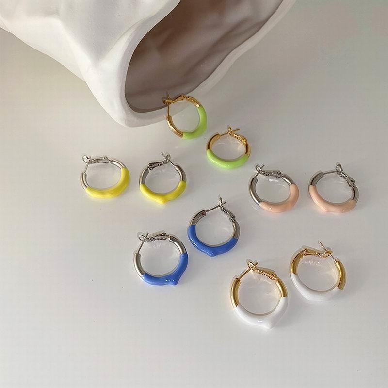 

Stud YANGLIUJIA Metal Glaze Ear Ring Fashionable Joker Geometric Retro Earrings Beach Ms Jewelry Birthday Gift Wholesale, Golden;silver