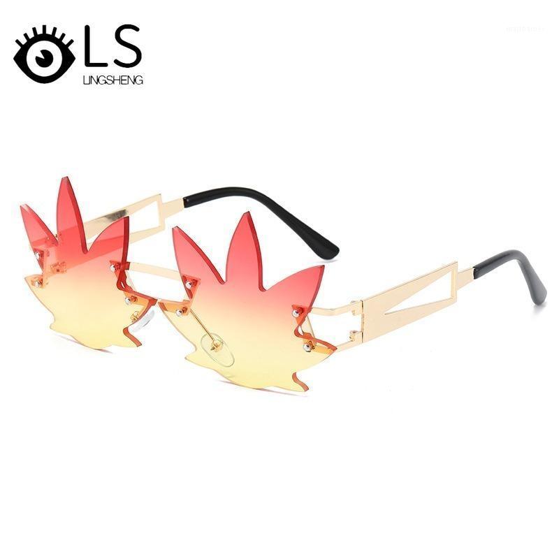 

Sunglasses LS Design Leaf Style Rimless Cut Edge Women's Fashion Polygonal Shades Retro Street YJ091